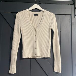 GAP Cream Ribbed Knit Cardigan